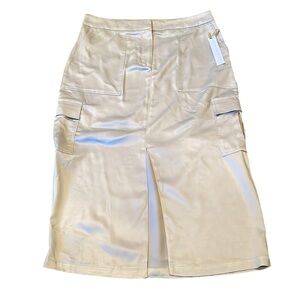 House of Harlow 1960 Maxi Tan Pencil Skirt with Cargo Slit Large